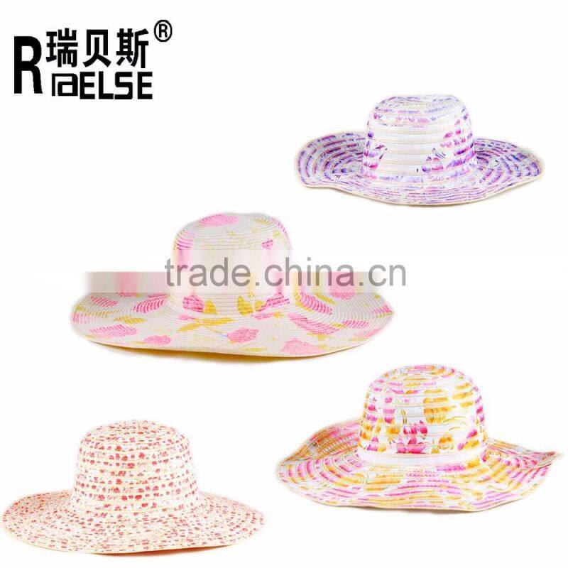 wholesale hat fashion printing lady hat paper straw hat