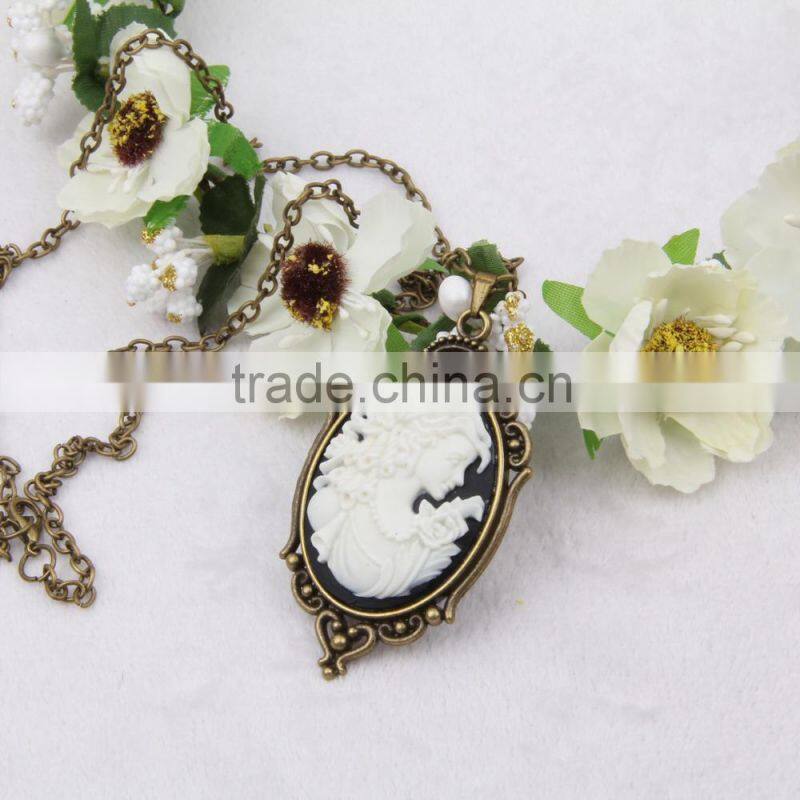 fashion jewelry necklace steampunk necklace classical silhouette cameo pendant 2015 new party dress made in China yiwu
