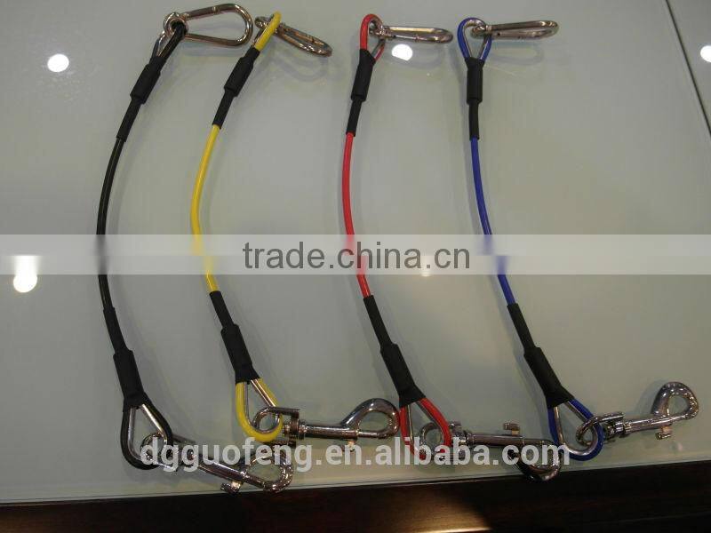 PVC coated wire cable with hook and carabiner