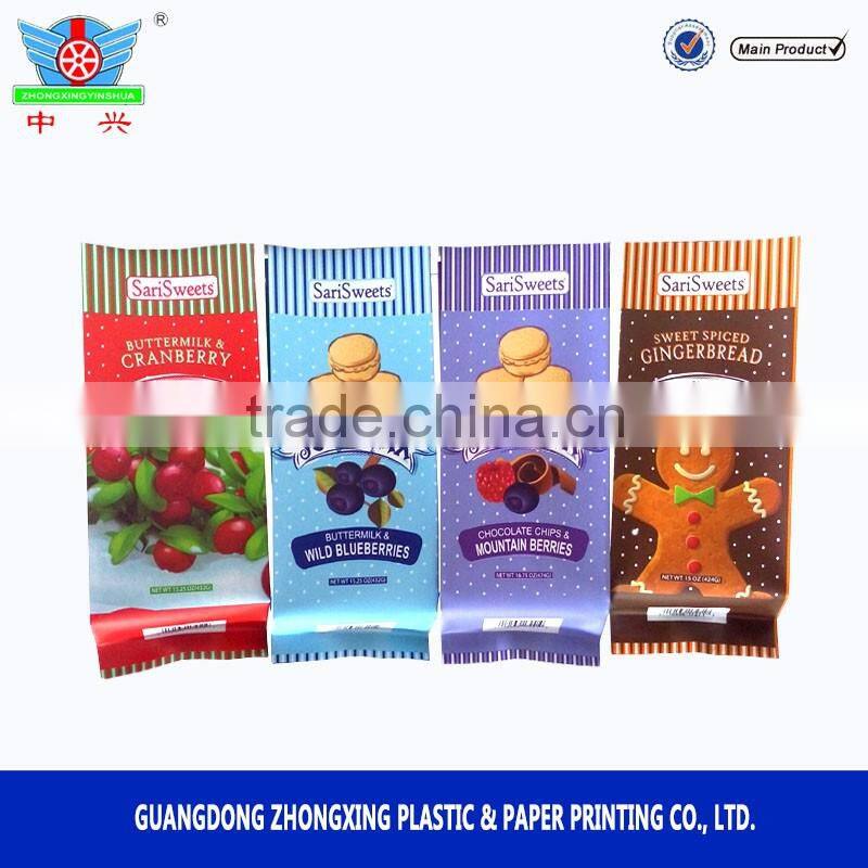 Biscuits side gusset plastic packaging flexible food bags