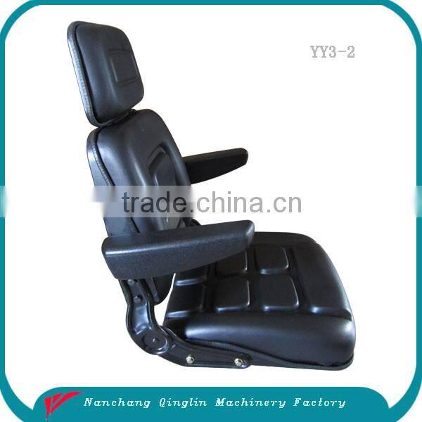 Electric forklift operator seat with foldable backrest