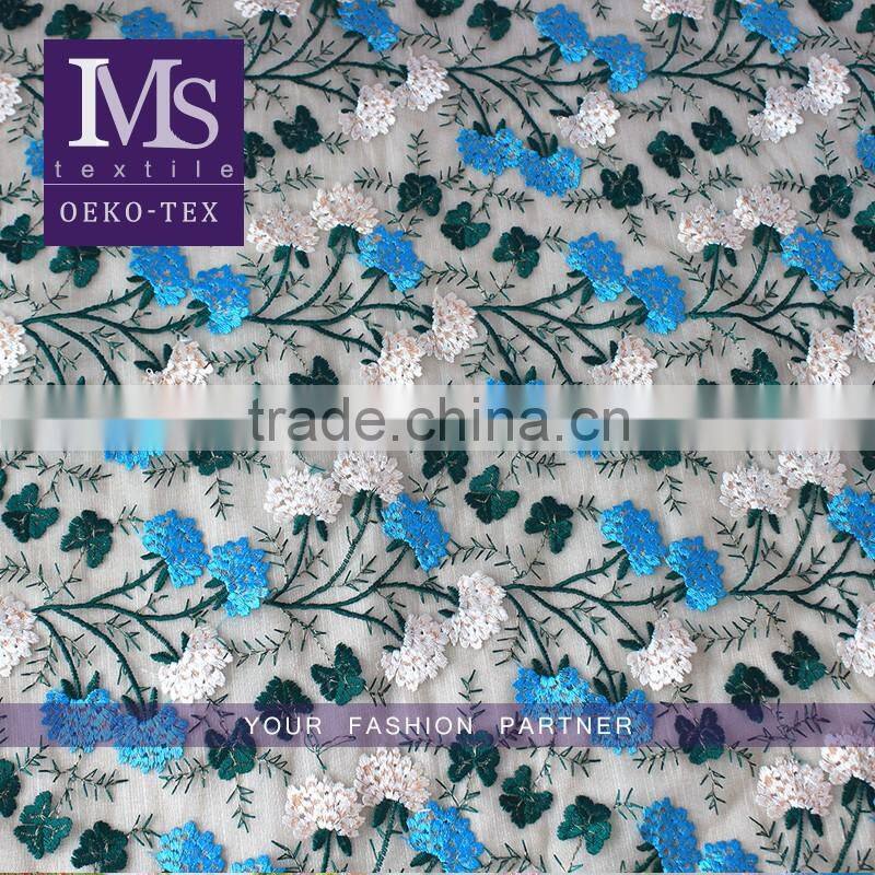Fashion designer embroidered organic cotton garment fabric