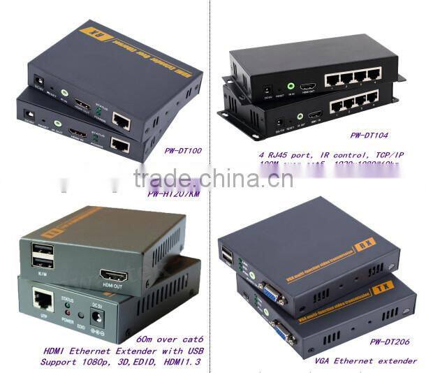 CAT6 cable IR control video media converter hdmi ethernet extender 60m