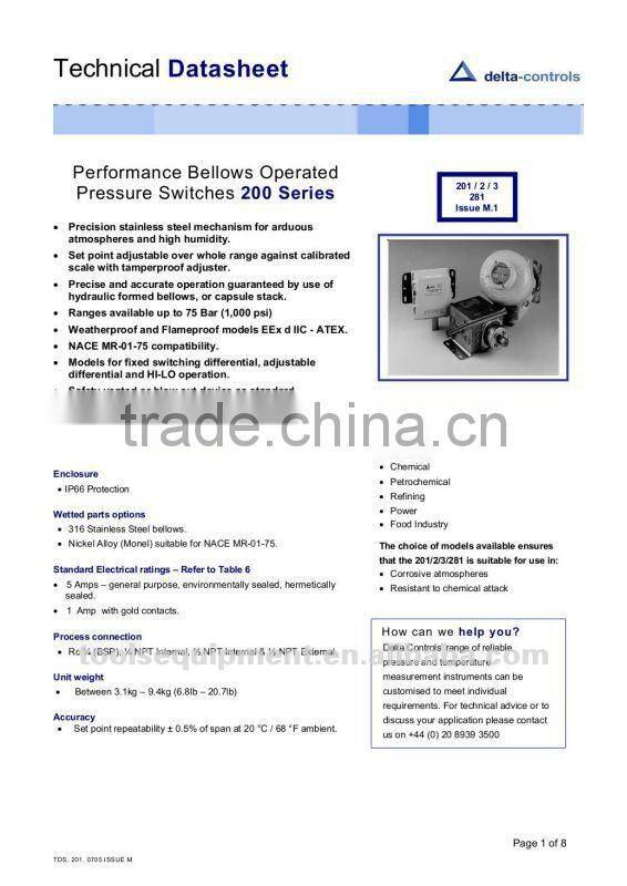 Pressure switch Delta-control 200 series