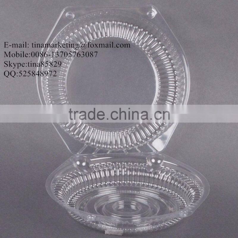 10" Hinged OPS Plastic Deep Pie Container, Plastic Clamshell Round Hinged Cake Container
