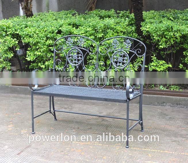 Outdoor Antique Wrought Iron Garden Bench