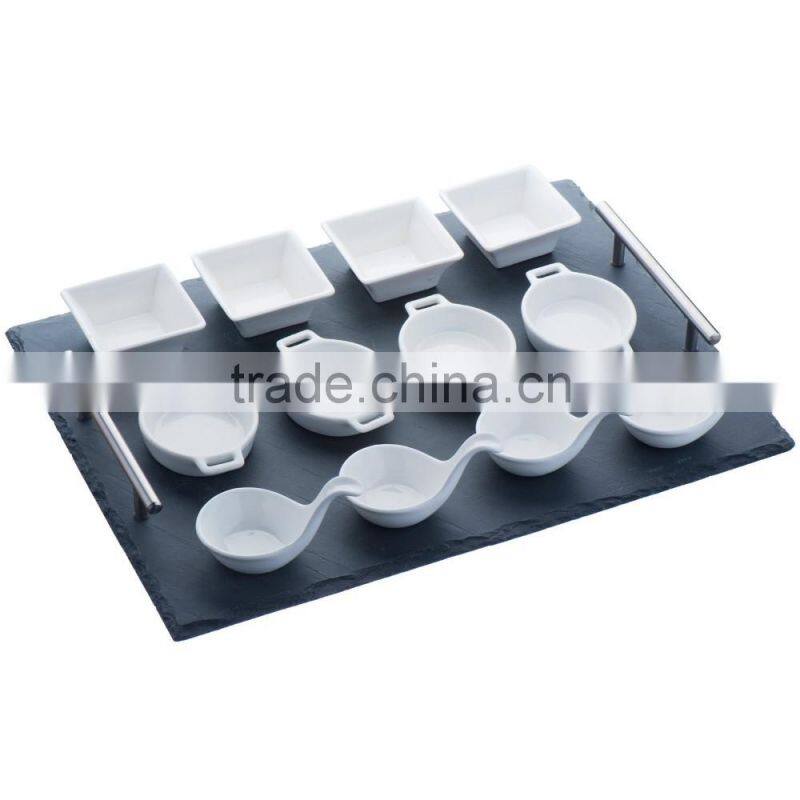 rectangular black Natural Slate food serving tray
