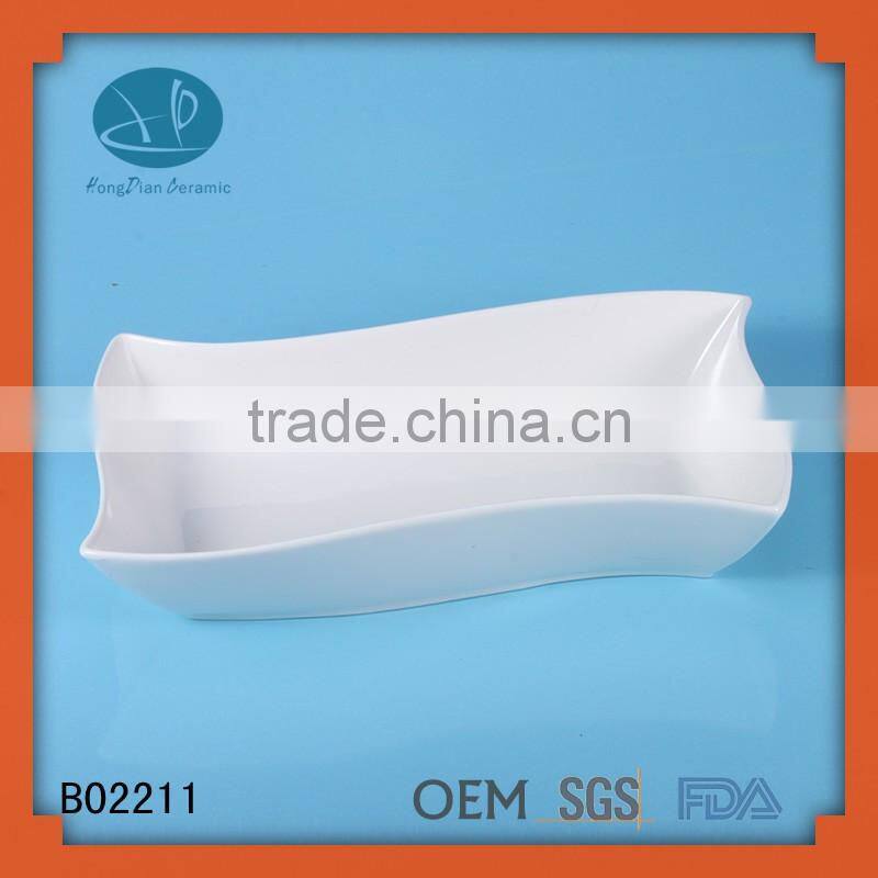 white ceramic unique soup bowls,bowl for restaurant,rectangular porcelain bowl
