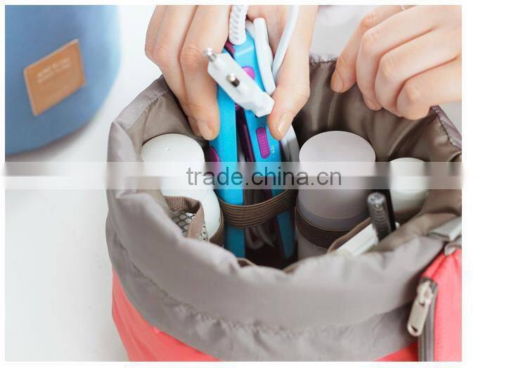 New han edition cylinder large volume waterproof draw string washing digital multifunctional travel to receive cosmetic bag