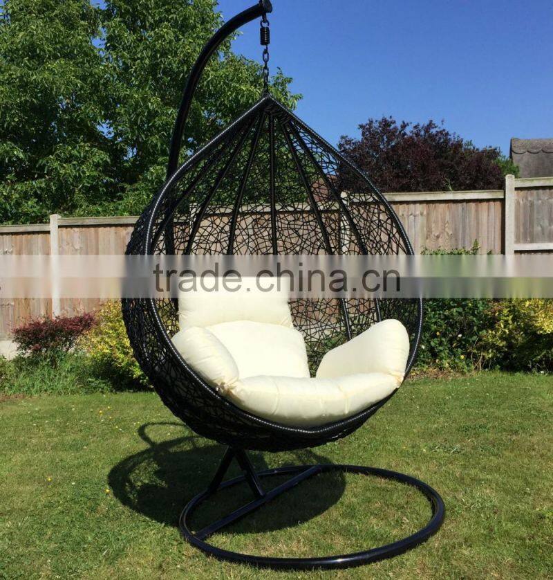 2016 Indoor or Outdoor BLACK Rattan Adult Swing Chair / Pod Garden Patio Furniture