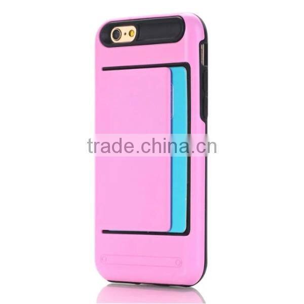 TPU + PC combo mobile phone case cover with card slot for iPhone 7