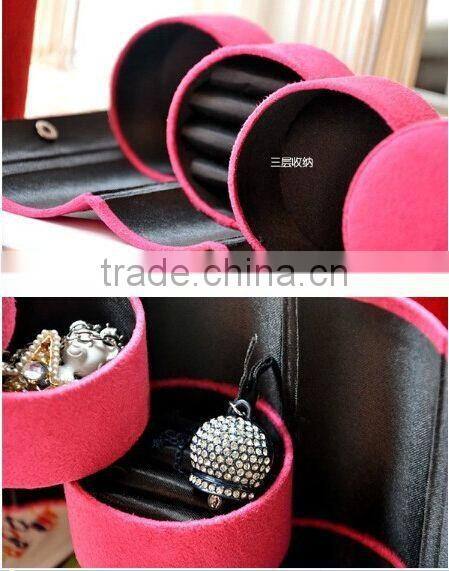 Hot sale 3-layer Jewelry box / colorful Folding Jewelry storage /High quality Travel Jewelry Organizer