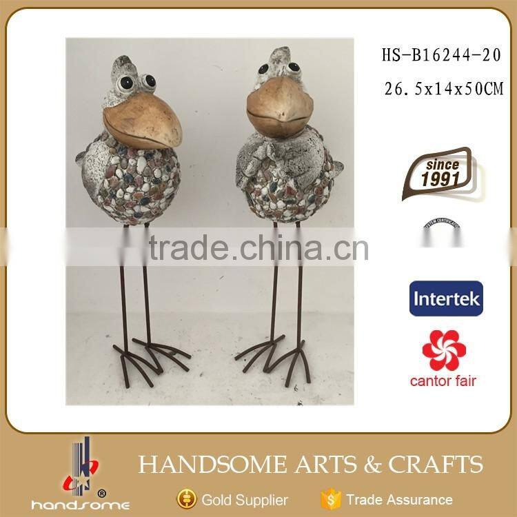 14 Inch Large Iron Craft Garden Stone Bird Carving Sculpture