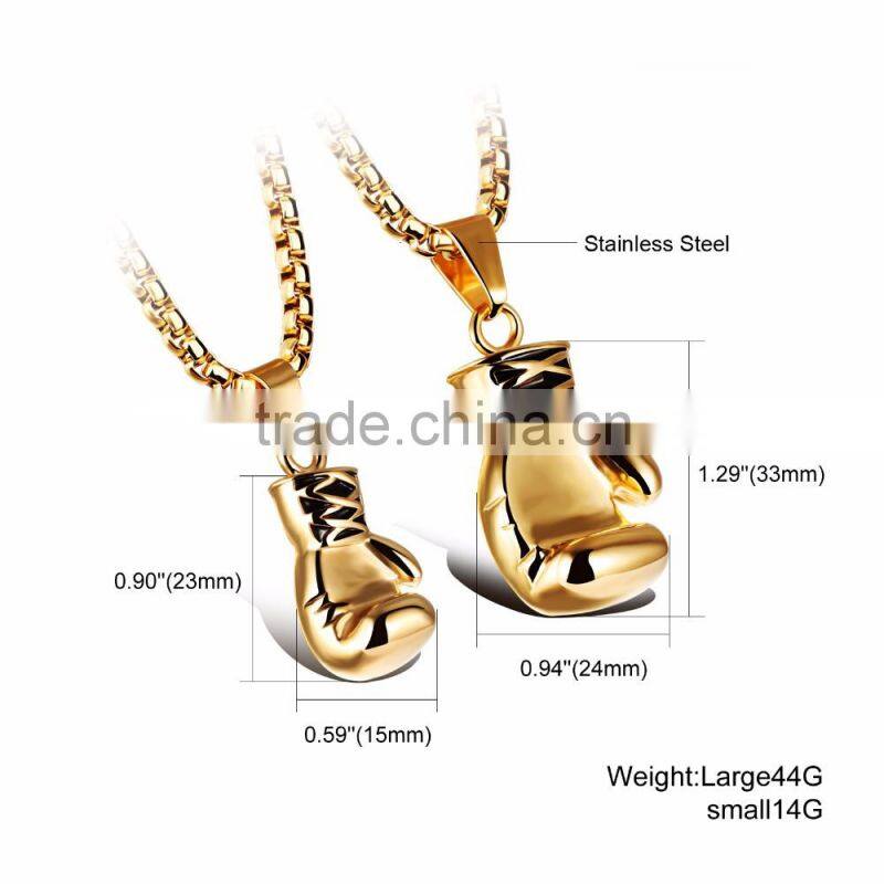 2017 Trending Fashion Stainless Steel Glove Boxing Gold Plated Men's Pendant Necklace