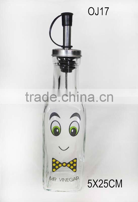 2 pieces square glass olive oil bottle with frame