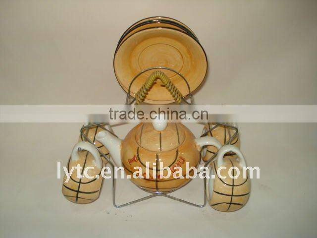 colourful porcelain tea set