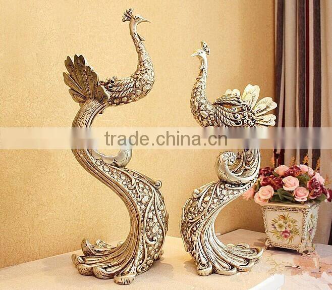 Polyresin Home Decorative Peacock, resin sculpture