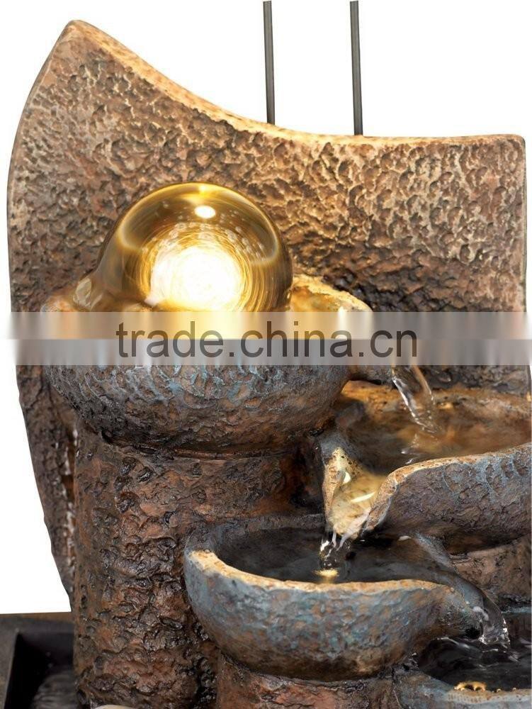 Faux Stone Table Fountain with Crystal Accent