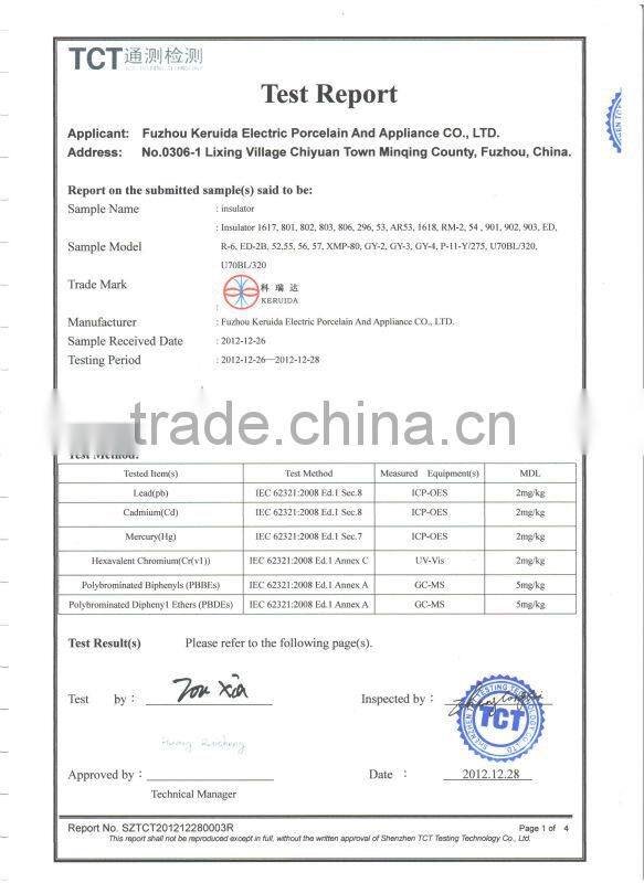 brown pin type porcelain insulator for high voltage