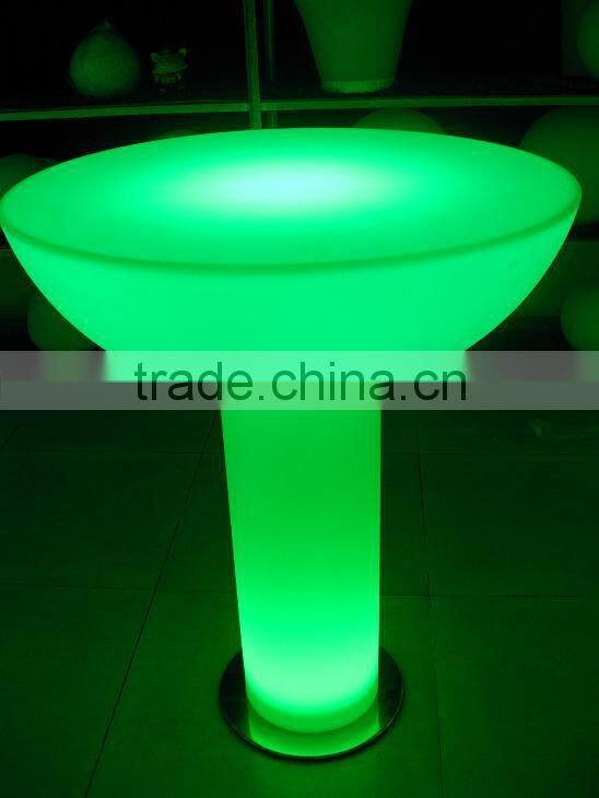 Led tempered glass cube table with infrared remote control