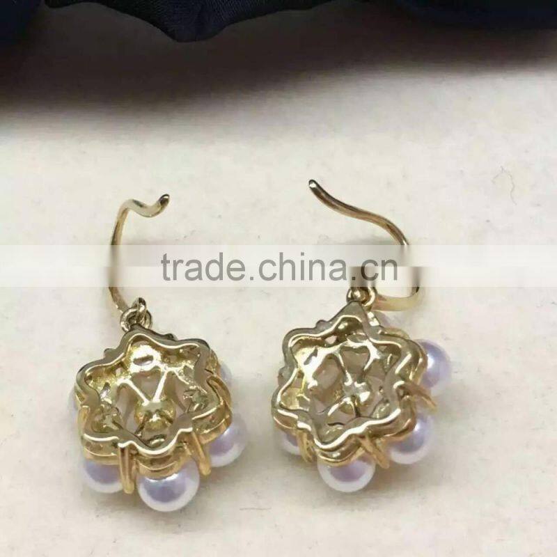 new 5.5-6mm white Akoya latest design of pearl earrings