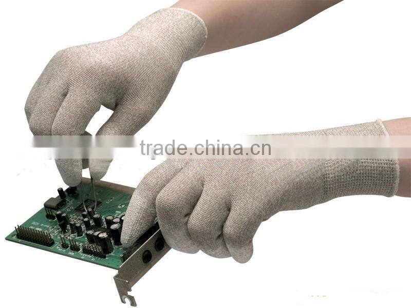 13gauge white nylon gloves fingertips coated with PU