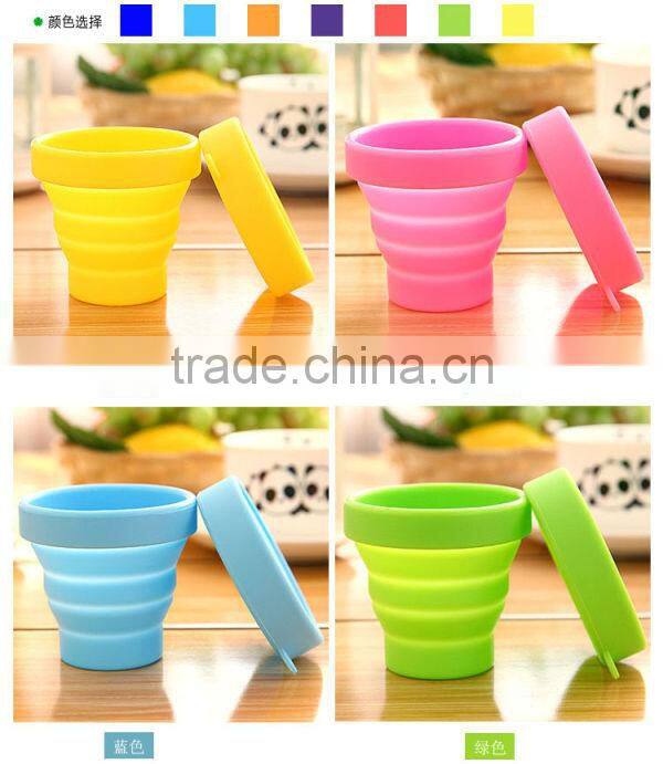 2015 silicone cup brand new FDA silicon fold travel cup MOQ is 500 pieces