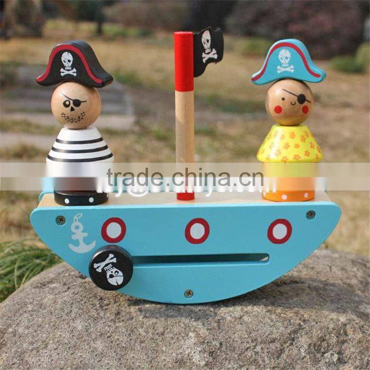 New design pirate toy wooden stacking balance blocks for kids W11F056