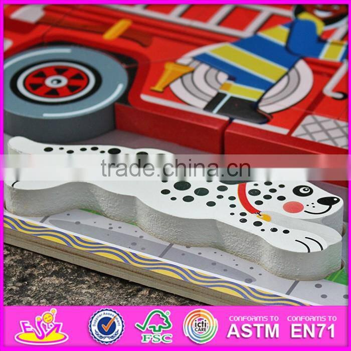 2016 new design children educational toy wooden 3d puzzle car W14D018