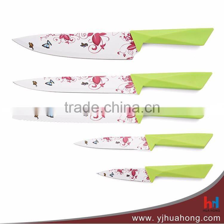 5Pcs Eco-Friendly Non-stick Coating Knives Set With Soft Handle ( HF-102)
