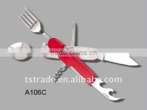 2014 Picnic Multi stainless steel barbecue tool set outdoor tableware/Multi knife/Pocket knife(K526ASS)