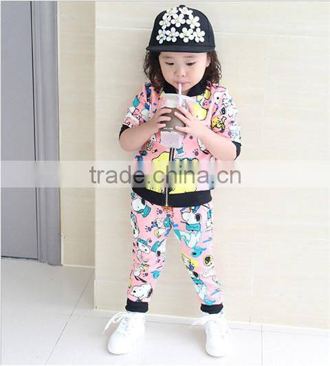 Girl's lovely snoopy pattern movement fleece suit