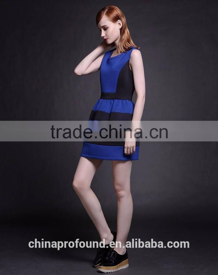 New Design Lady Women's Dresses Latest Fashion Dresses For Ladies Contrast Color Style