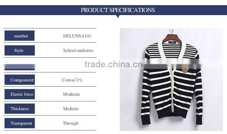 Custom Black And White Strips School Uniform Sweater