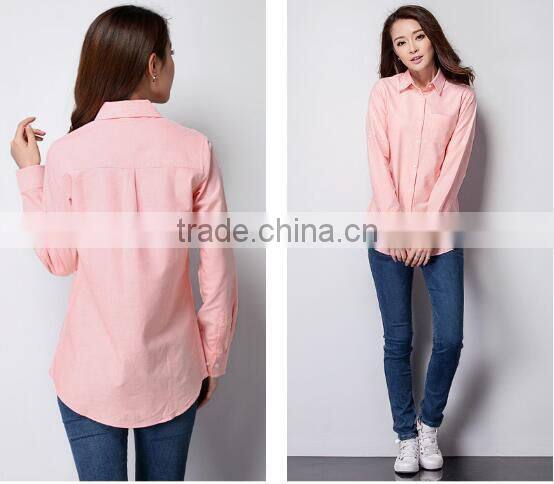 2015 customized high quality women tecido oxford shirt