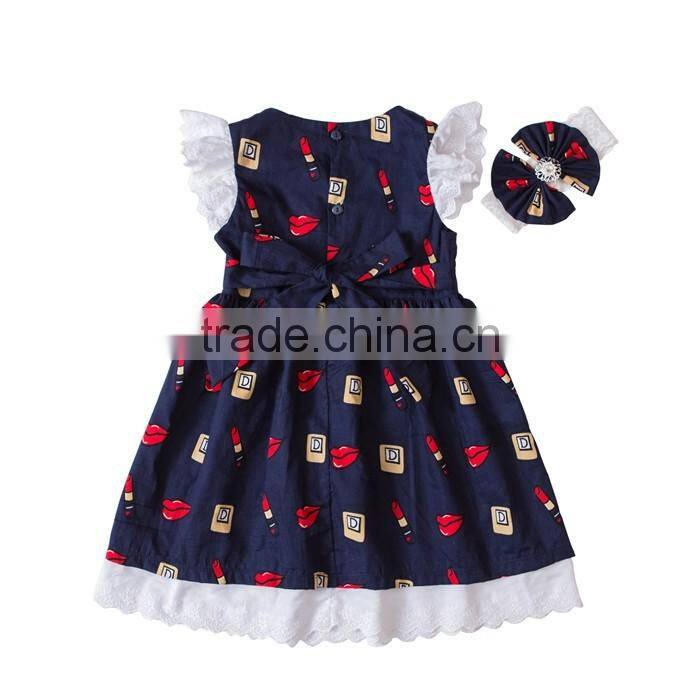 New Arrival Wholesale Baby Toddler Boutique Clothing Beautiful Girl Flower Dress With Headband