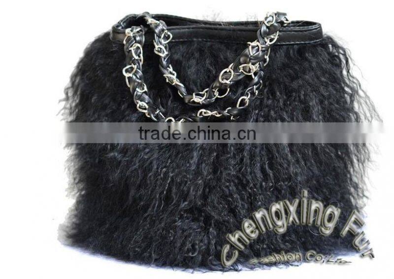 CX-H-04D New Products Mongolian Fur Ladies Elegance Handbags