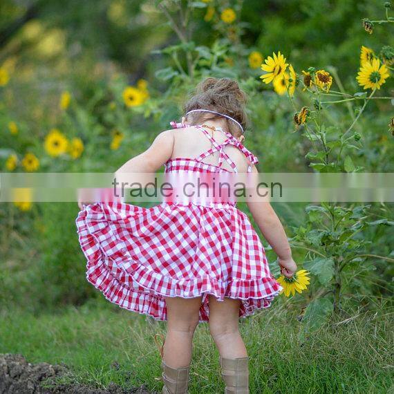 2017 wholesale lovely plaid kids clothes new fashion party frocks designs children girl dress
