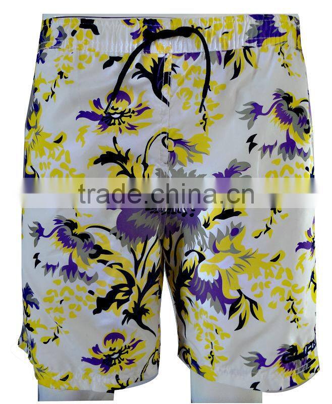 Good quality men printed polyester peach swimwear beach wear