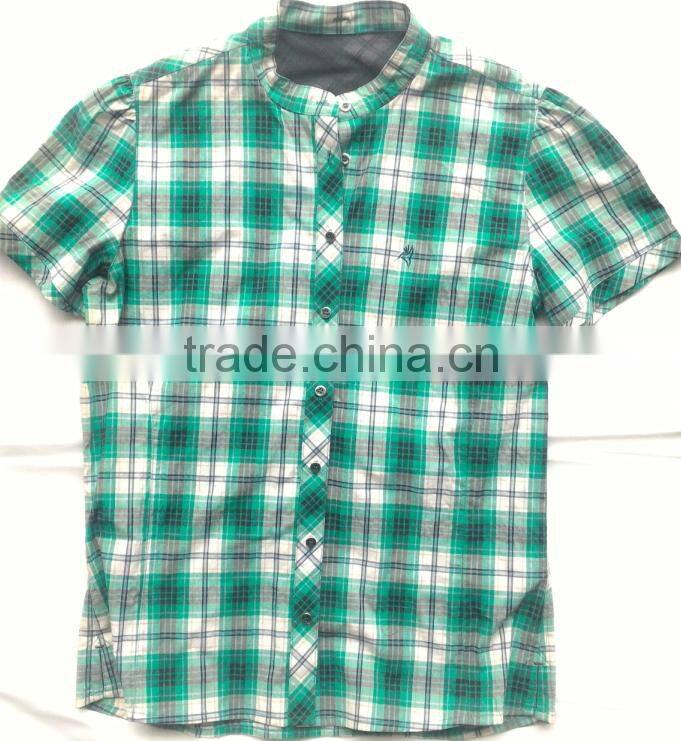 2015 new style cotton plaid square collar men's shirts