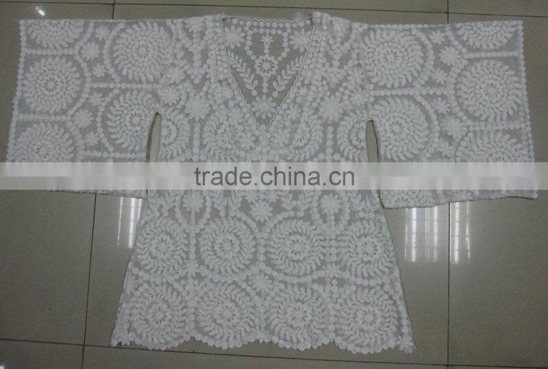 latest western ladies embroidered lace summer beach kaftan