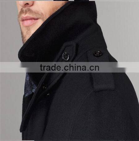 2017 Tailored Black Fashion Design Back Vent Slim Fit Mens Cashmere Men Coat