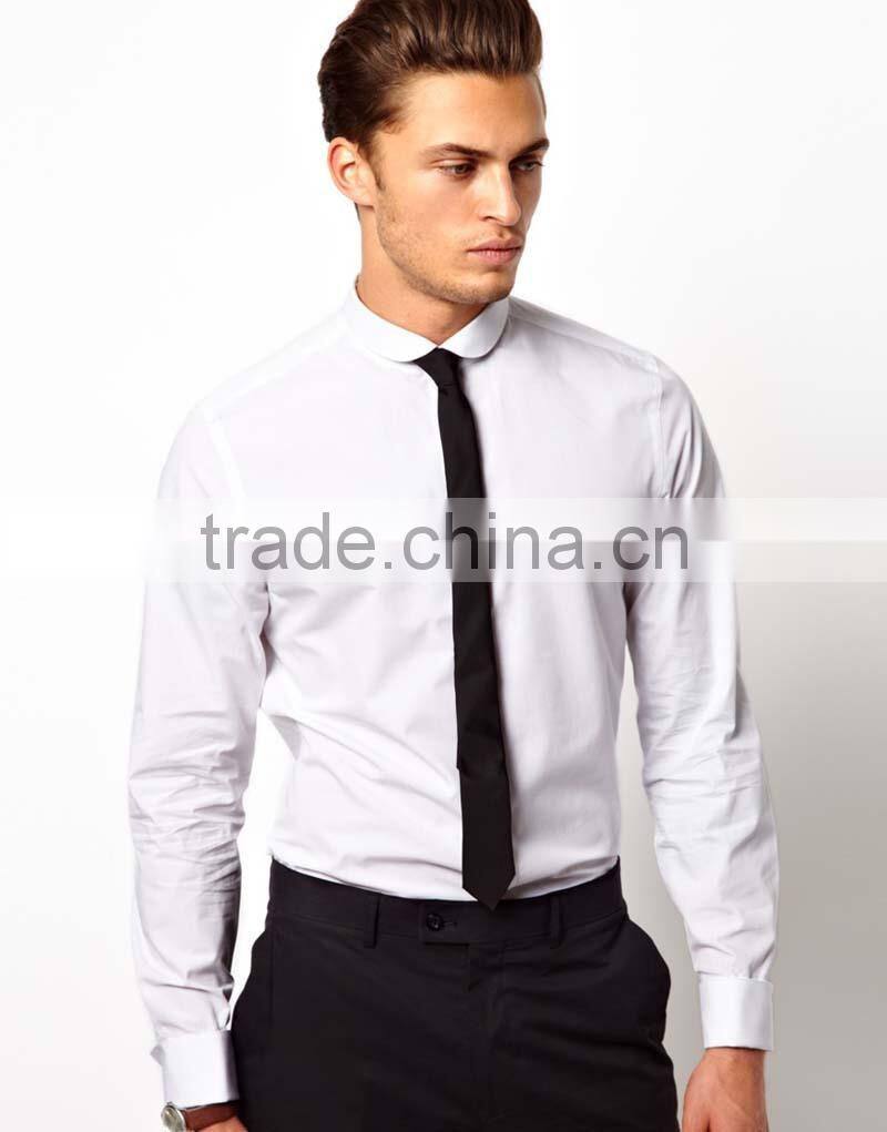 latest mens double cuff white dress shirt