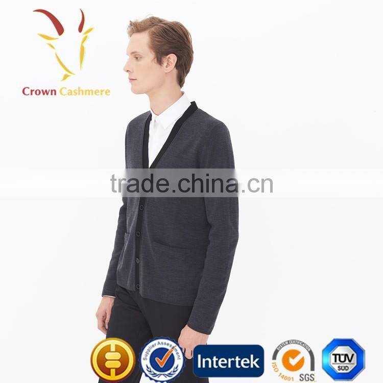 Excellent Mens Knitted Wool Pure Cashmere Cardigan