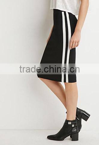 Ms 100% cotton stripe pencil bust skirt in baseball