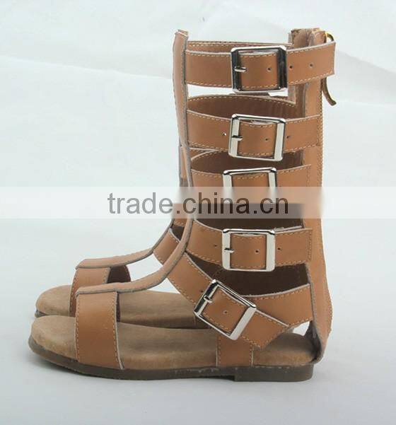 Hot selling summer roman sandal fanshion genuine leather shoes