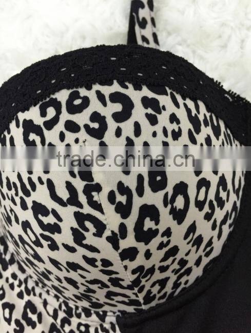 2017 High quality latest design ladies leopard corset shaper underwear with thong set
