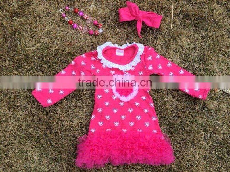 baby girls heart dress valentines dress with matching headband and chunky necklace set