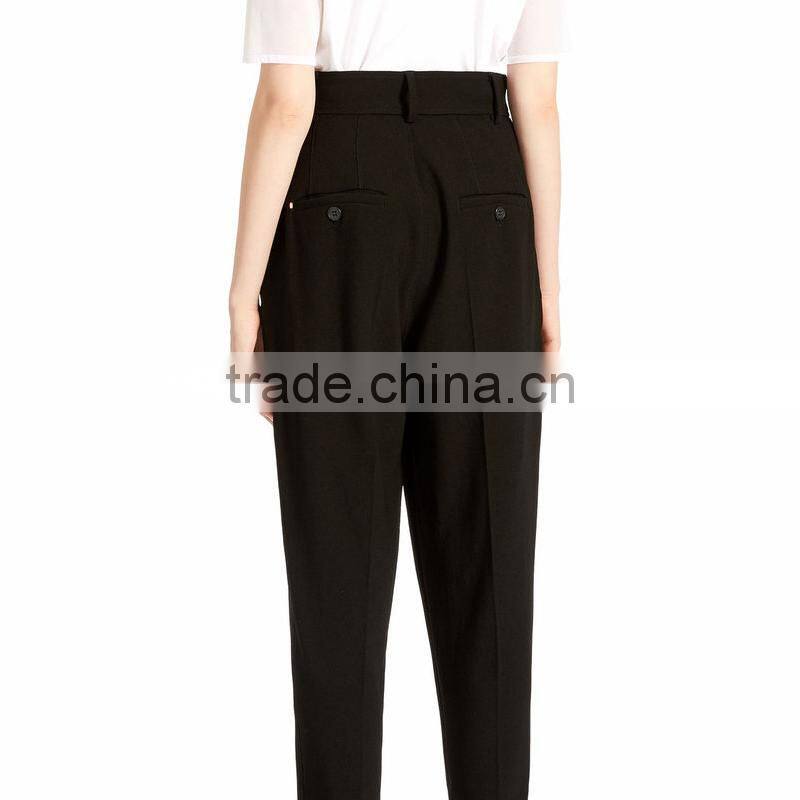 OEM big promotion wide leg black casual dress pants for ladies