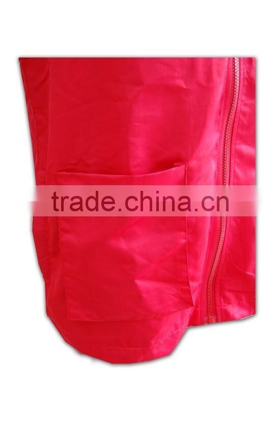 ISO 9001 Audit factory 100% polyester zip up red fitted safety vest